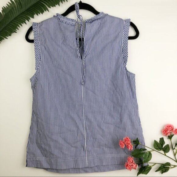 J. Crew Womens Blouse Size 8 Blue Ruffles-trim striped - Picture 6 of 8